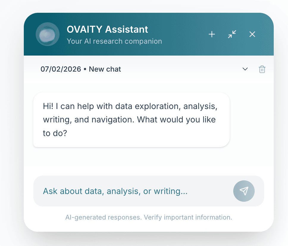 OVAITY AI Assistant providing context-aware research answers