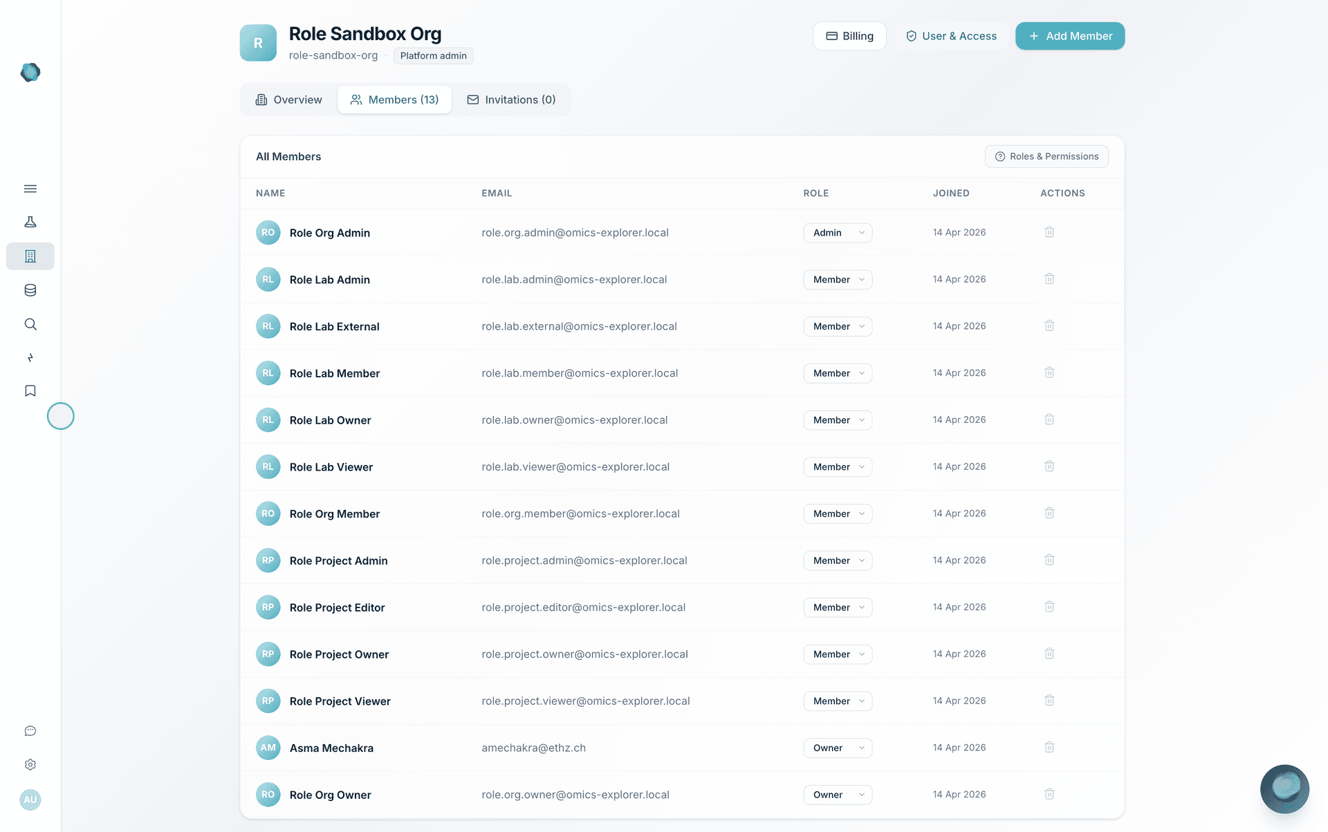 OVAITY secure collaboration settings showing role-based access and permissions